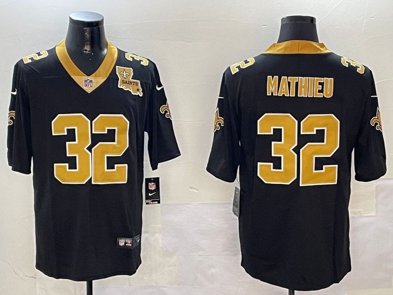 Men New Orleans Saints #32 Mathieu Black Second generation 2024 Nike Limited NFL Jersey style 2